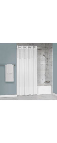 Checkerboard shower curtain white
