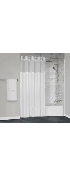 Satin Ribbon Shower Curtain White
